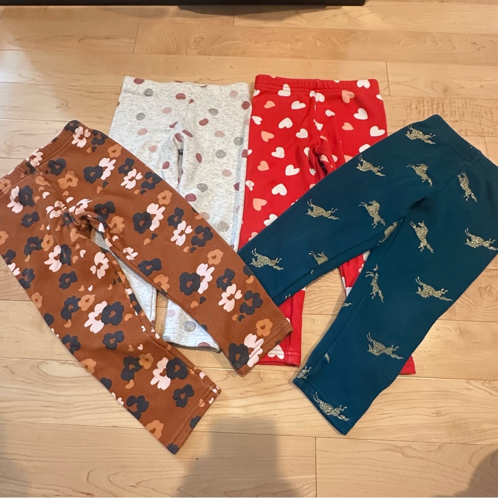 Carter's Bundle of 4 Girls Fleece Lined Leggings 5T